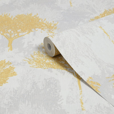 Superfresco Easy Birch Forest Mustard Wallpaper