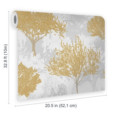 Superfresco Easy Birch Forest Mustard Wallpaper