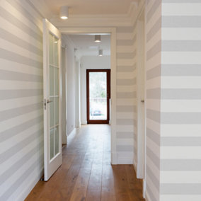 Superfresco Easy Calico Striped Textured Grey / Neutral Wallpaper