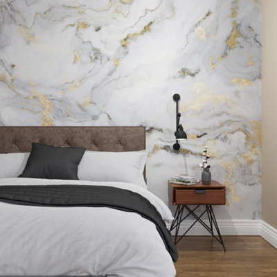 Superfresco Easy Gilded Stone Grey Gold Print To Order Fixed Size Mural