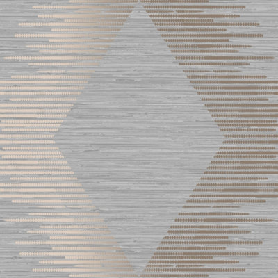 Superfresco Easy Grey & Rose Gold Serenity Large Scale Geometric Wallpaper