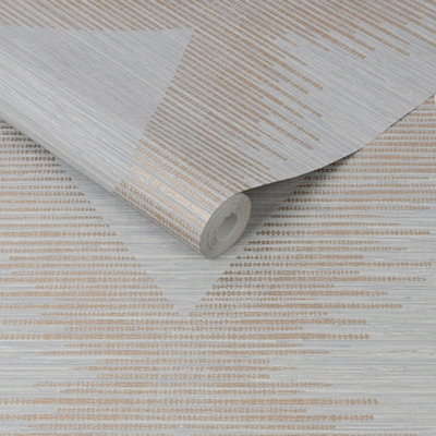 Superfresco Easy Grey & Rose Gold Serenity Large Scale Geometric Wallpaper