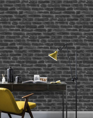 Superfresco Easy Industry Brick Effect Black/Grey Wallpaper