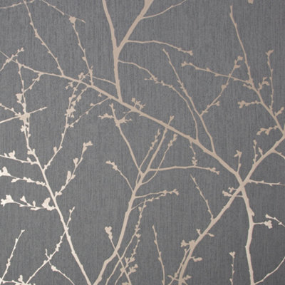 Superfresco Easy Innocence Floral Charcoal / Copper Wallpaper