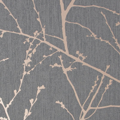 Superfresco Easy Innocence Floral Charcoal / Copper Wallpaper
