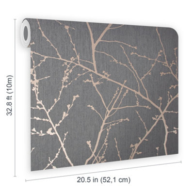 Superfresco Easy Innocence Floral Charcoal / Copper Wallpaper