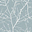 Superfresco Easy Innocence Floral Metallic Duck Egg Blue Wallpaper