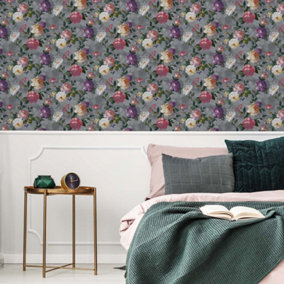 Superfresco Easy Isabelle Floral Grey Wallpaper