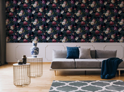 Superfresco Easy Isabelle Floral Navy Wallpaper