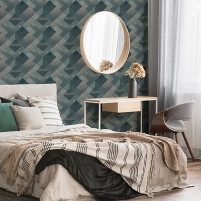 Superfresco Easy Kaleidoscope Geometric Emerald Wallpaper