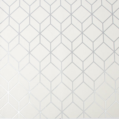 Superfresco Easy Myrtle Geometric White Wallpaper