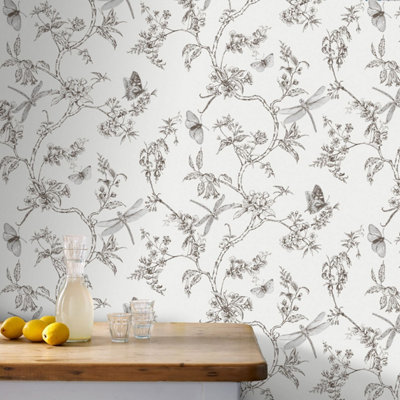 Superfresco Easy Nature Trail Butterfly White Wallpaper DIY at B&Q