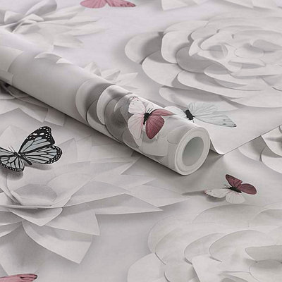 Superfresco Easy Origami Florals White Wallpaper DIY at B&Q