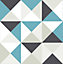 Superfresco Easy Polygone Blue/Noir Large Geometric Wallpaper