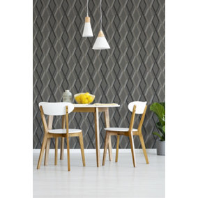 Superfresco Easy Prestige Geometric Charcoal Grey Wallpaper