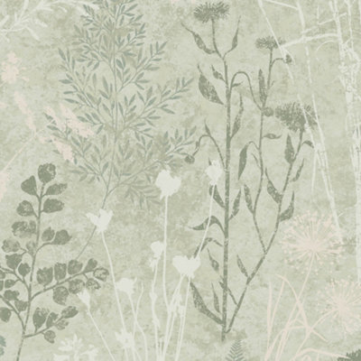Superfresco Easy Sage Metallic Floral Wallpaper