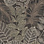 Superfresco Easy Scattered Leaves Charcoal/Gold Leaves Wallpaper