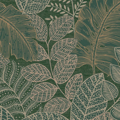 Superfresco Easy Scattered Leaves Forest Green Leaves Wallpaper