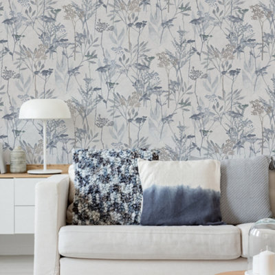 Superfresco Easy Solstice Pale Blue Floral Wallpaper