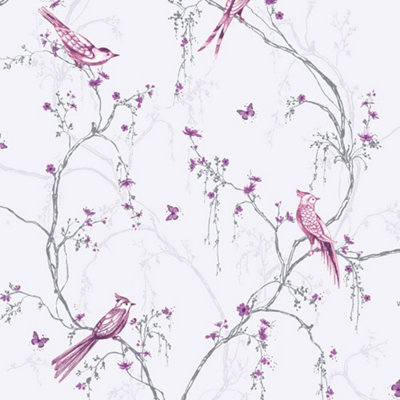 Superfresco Easy Songbird Tree & Butterfly Lilac Wallpaper