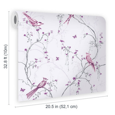 Superfresco Easy Songbird Tree & Butterfly Lilac Wallpaper