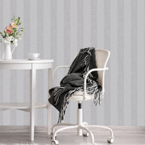 Superfresco Easy Tweed Striped Soft Grey Wallpaper