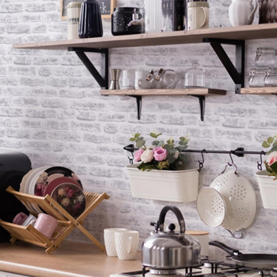 Superfresco Easy White Brick Wall Effect Wallpaper DIY at B&Q