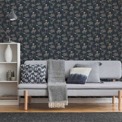 Superfresco Easy Wild Flower Navy Wallpaper