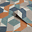Superfresco Easy Woven Abstract Blue and Orange Wallpaper