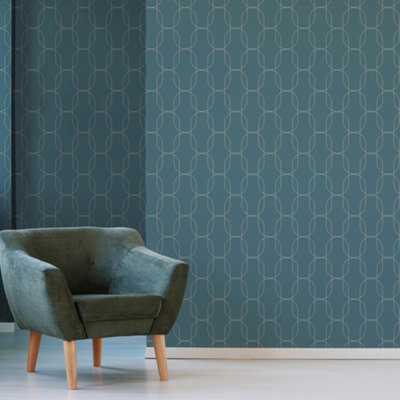 Superfresco Eternity Geometric Teal Wallpaper