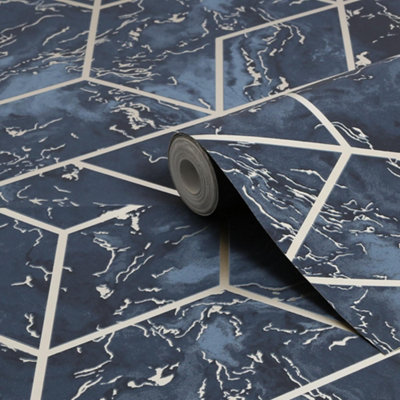 Superfresco Hestia Geometric Navy Wallpaper