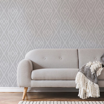 Superfresco Interlink Geometric Light Grey/Silver Wallpaper