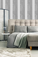 Superfresco Milan Suede Effect Striped Grey Wallpaper