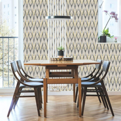 Superfresco Ochre Homespun Geometric Wallpaper