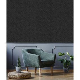 Superfresco Rhea Textured Plain Black Wallpaper