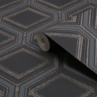 Superfresco Savile Row Geometric Charcoal Wallpaper