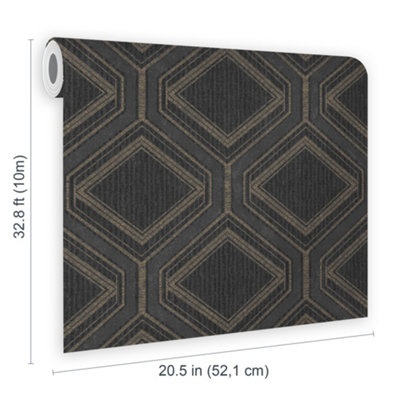 Superfresco Savile Row Geometric Charcoal Wallpaper