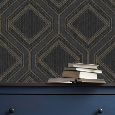 Superfresco Savile Row Geometric Charcoal Wallpaper