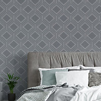 Superfresco Savile Row Geometric Slate Grey Wallpaper