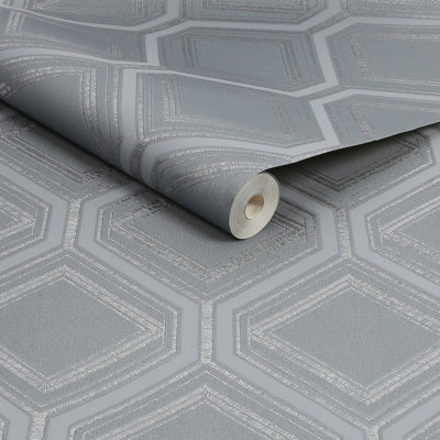 Superfresco Saville Row Geometric Slate Grey Wallpaper