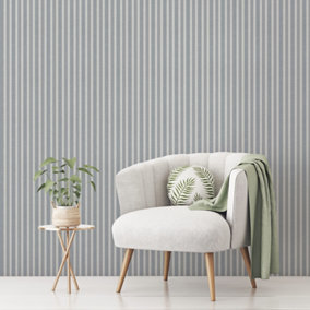 Superfresco Soft Ticking Striped Slate Grey Wallpaper