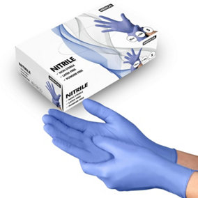 Superguard Nitrile Gloves Disposable, Blue Surgical Gloves Powder, Latex Free Strong and Flexible (100 Count)- AQL 1.5 (Large)