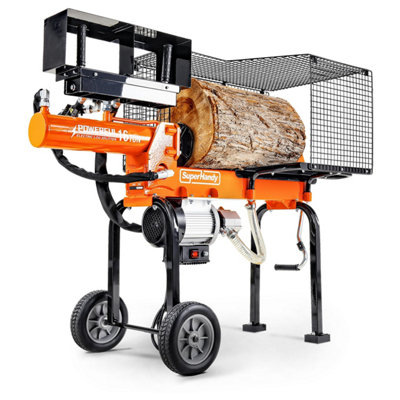 SuperHandy Electric Log Splitter Portable 16Ton 500mm Log Length 2-Stage 10GPM Hydraulic Gear Pump 1500Watt Motor Horizontal Full