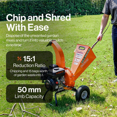 Superhandy Mini Wood Chipper Shredder Mulcher 196cc Compact Design 50mm ...