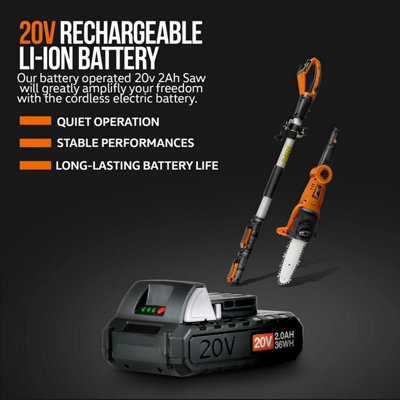 SuperHandy Mini Electric Chainsaw - 8 Bar 20V 2Ah Li-Ion Cordless Bat