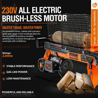 Superhandy Portable Electric Log Splitter 6 Ton Ram System 9.6A 2200W