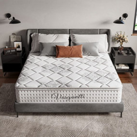 Superior Hybrid Mattress 10.6 Inch Pillow Top Mattress with Breathable Foam and Individual Pocket Spring Super King 6FT