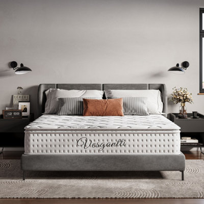Superior Hybrid Mattress 10.6 Inch Pillow Top Mattress with Breathable Foam and Individual Pocket Spring