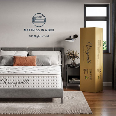 Superior Hybrid Mattress 10.6 Inch Pillow Top Mattress with Breathable Foam and Individual Pocket Spring