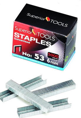 Superior Tools Heavy Duty Galvanised Staples 53/6 - Pack of 5000